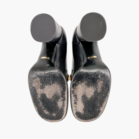 Gucci Sylvie Loafer Pumps EU 39 US 9 Black Leather Chain High Block Heel Shoe - Picture 10 of 12